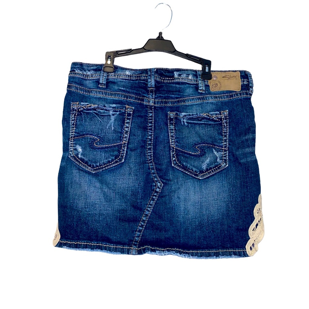 Silver designer francy mid mini skirt waist 32” - Picture 2 of 4